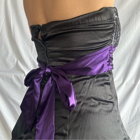 Speechless Black and Purple Ruffled Satin Mini Dress - Picture 4 of 8